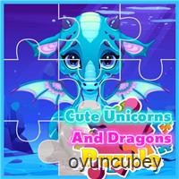 Süß Unicorns Und Dragons Puzzle