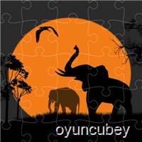 Elephant Silhouette Puzzle