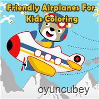 Friendly Airplanes İçin Çocuklar Boyama