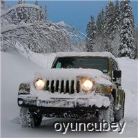 Todoterreno Nieve Jeep Pasajero Montaña Cuesta Arriba Conducción